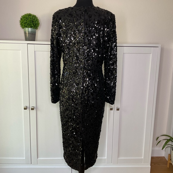 Dress the Population V-Neck Sequin Midi Dress Black Size XL - Picture 7 of 16